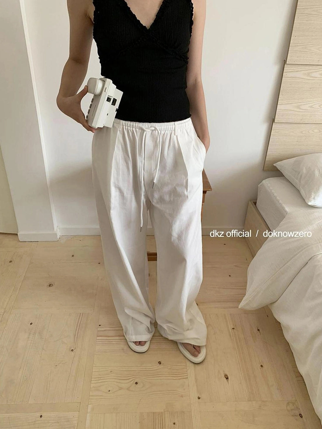 DKZ OFFICIAL Women Summer Loose Fit Drawstring Waist Long Pants