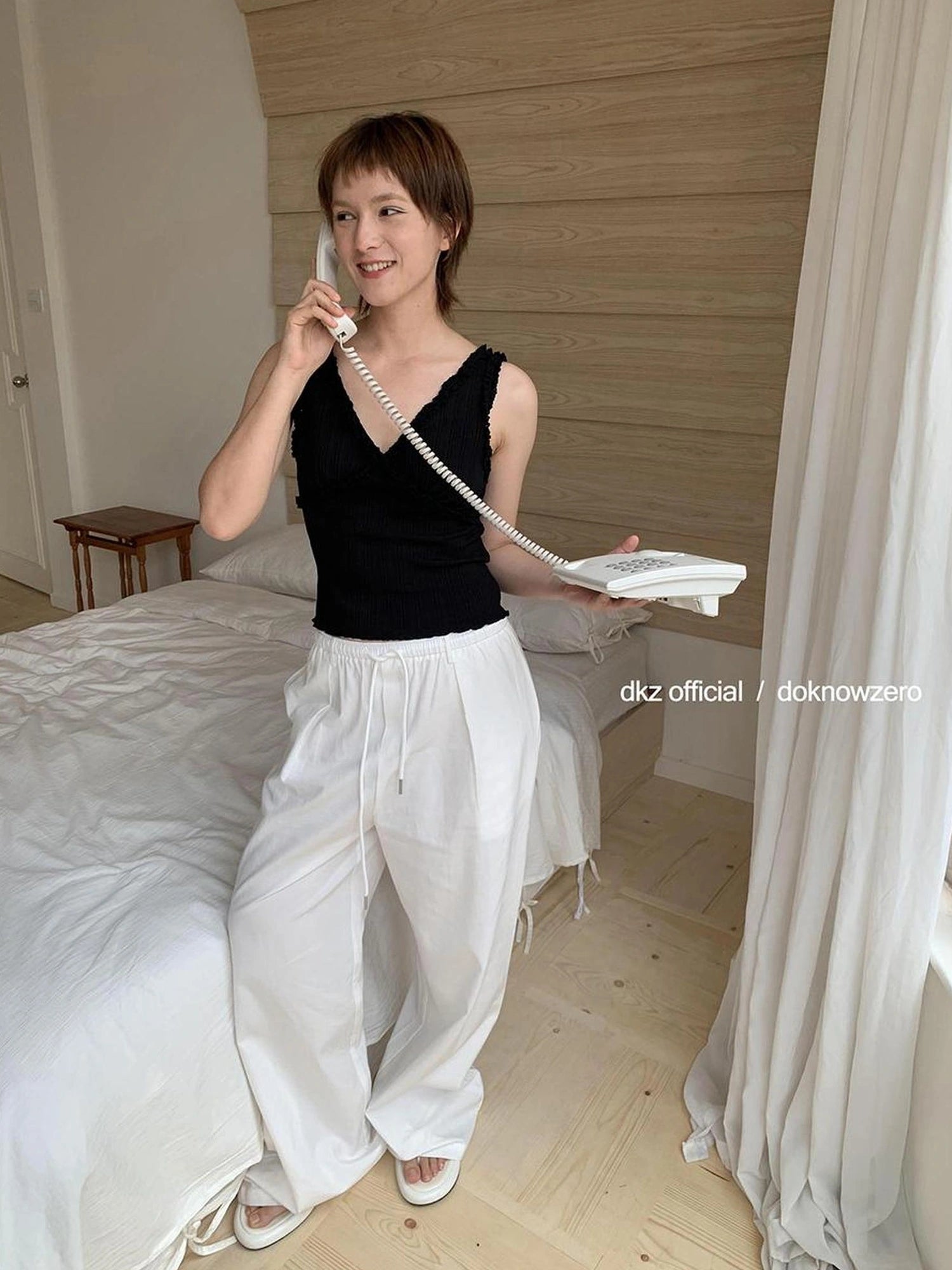 DKZ OFFICIAL Women Summer Loose Fit Drawstring Waist Long Pants