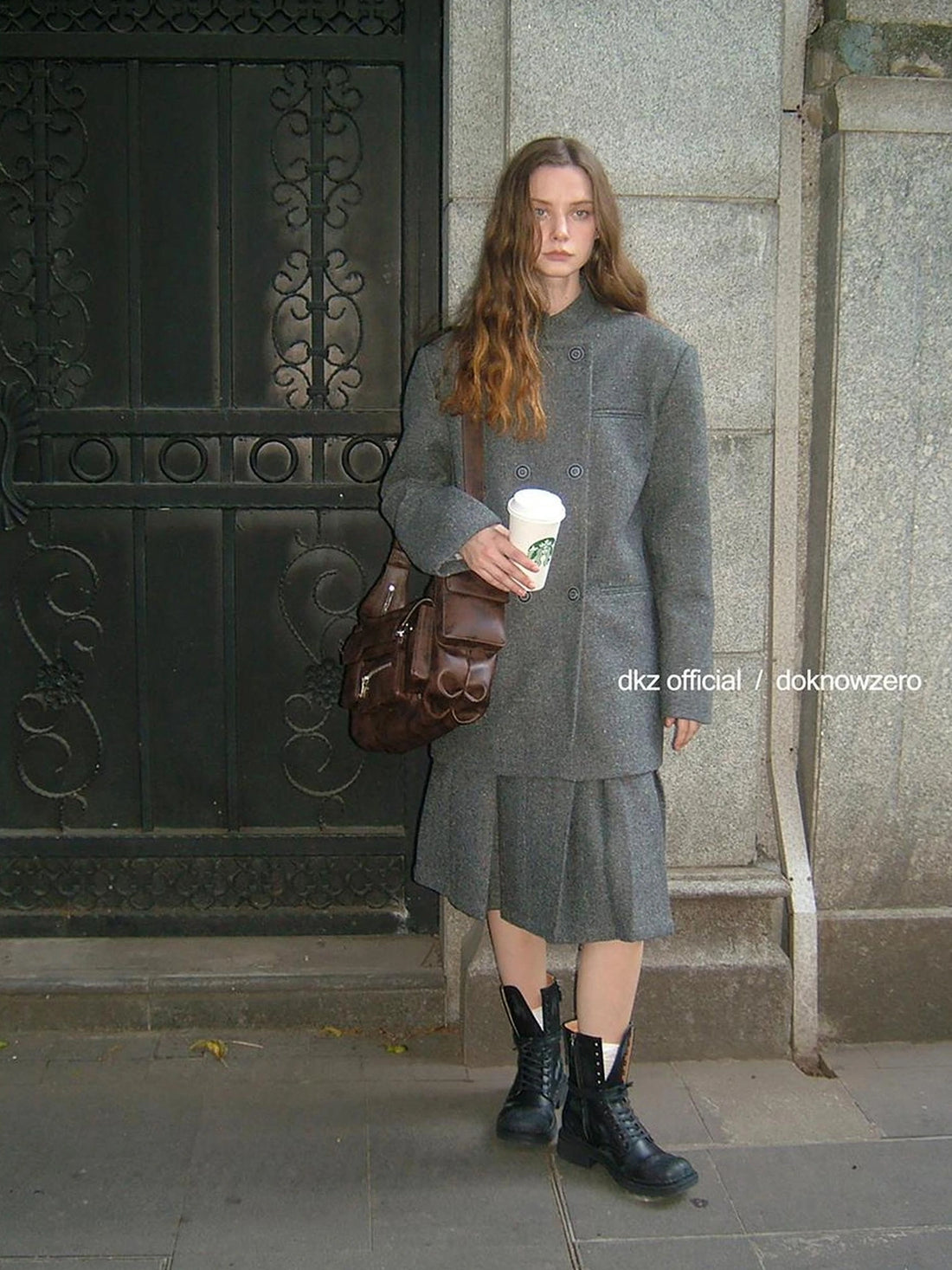 DKZ OFFICIAL Wool Blend Knitted Suit Set With Pleated Skirt