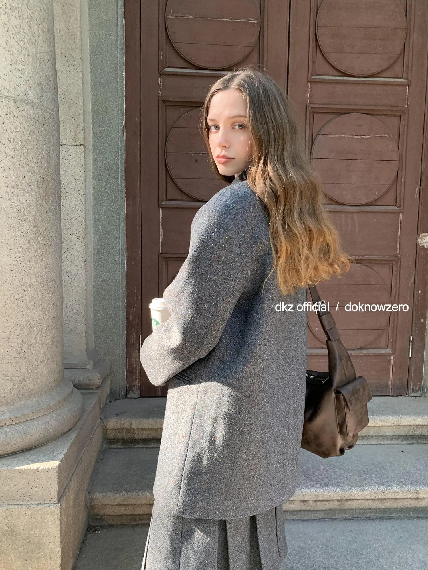 DKZ OFFICIAL Wool Blend Knitted Suit Set With Pleated Skirt