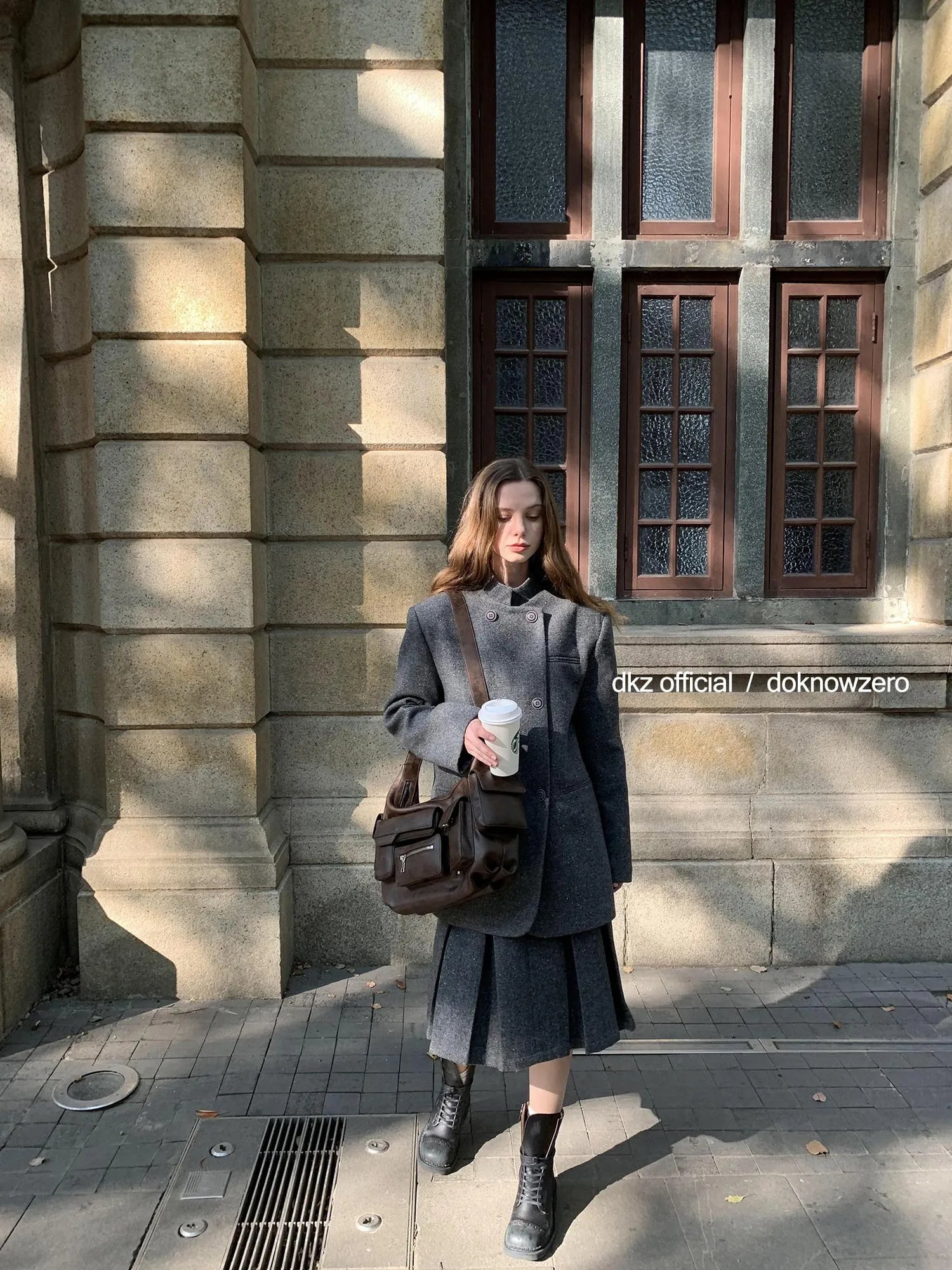 DKZ OFFICIAL Wool Blend Knitted Suit Set With Pleated Skirt