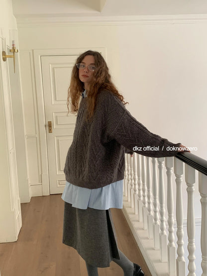 DKZ OFFICIAL Wool Blend Pleated A Line Midi Skirt In Coffee