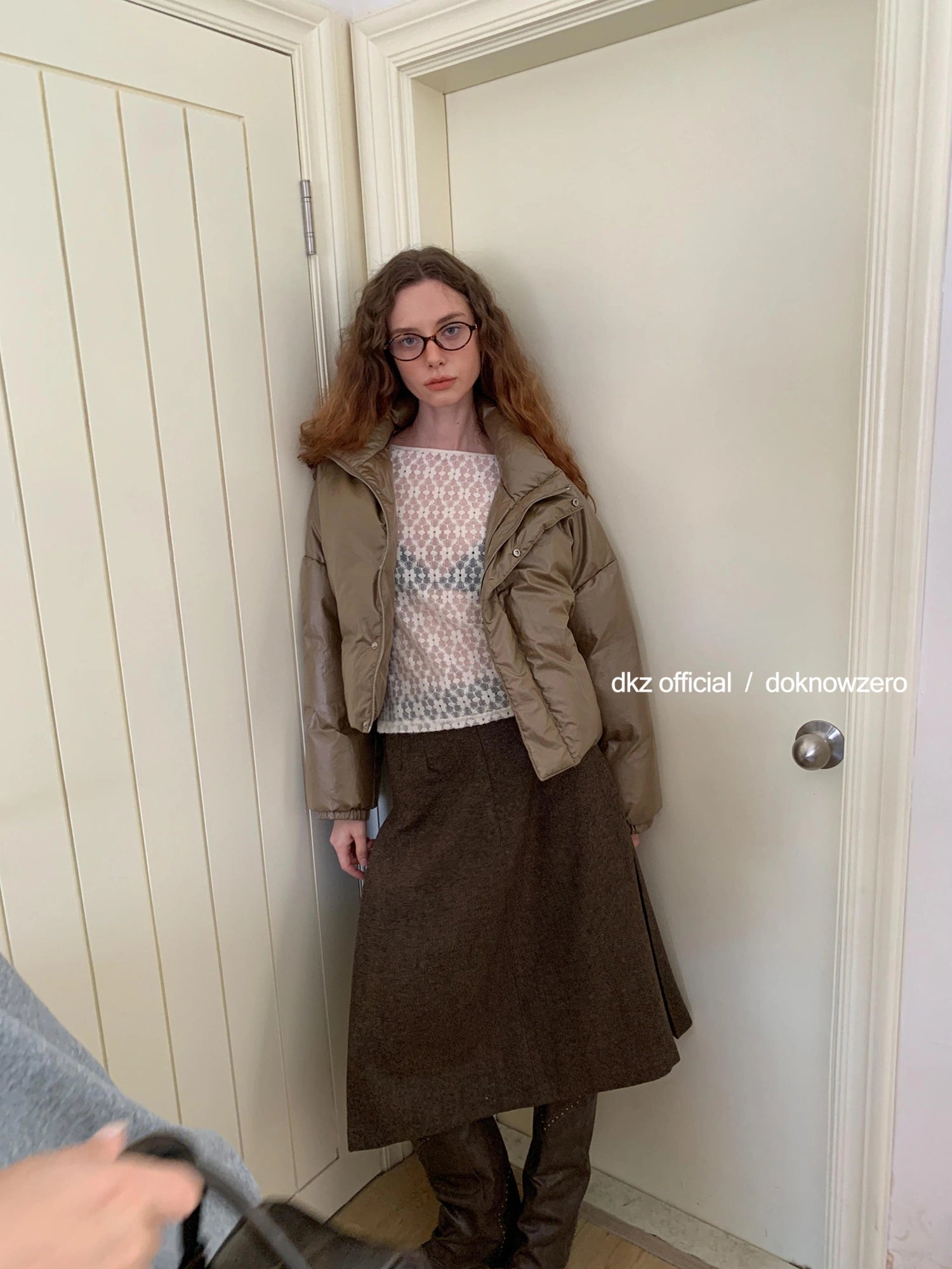 DKZ OFFICIAL Wool Blend Pleated A Line Midi Skirt In Coffee