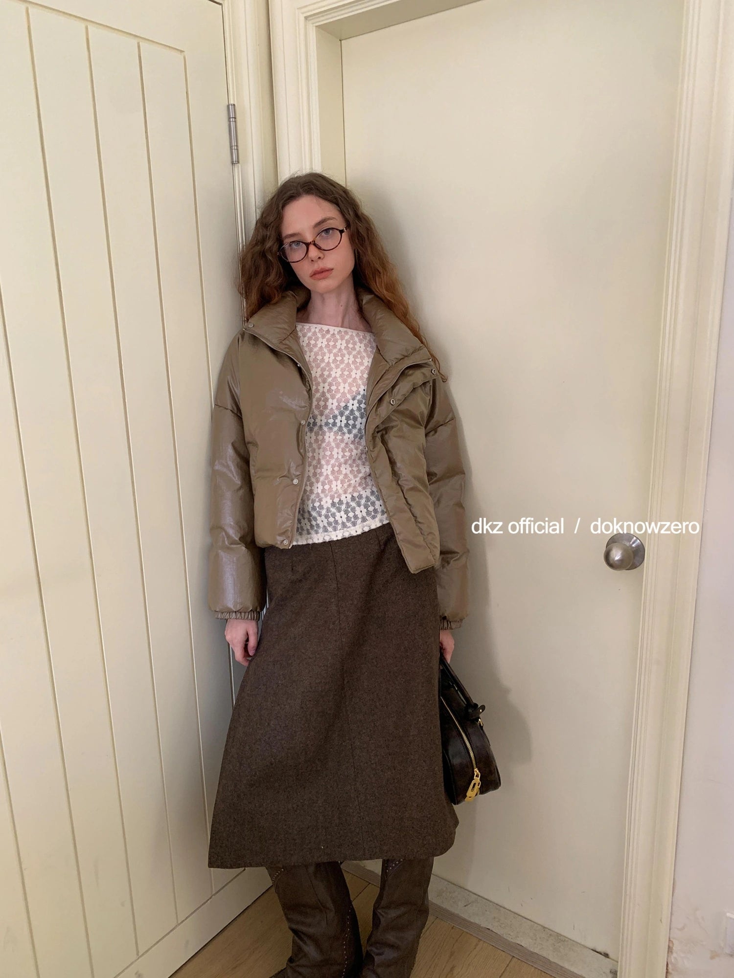 DKZ OFFICIAL Wool Blend Pleated A Line Midi Skirt In Coffee