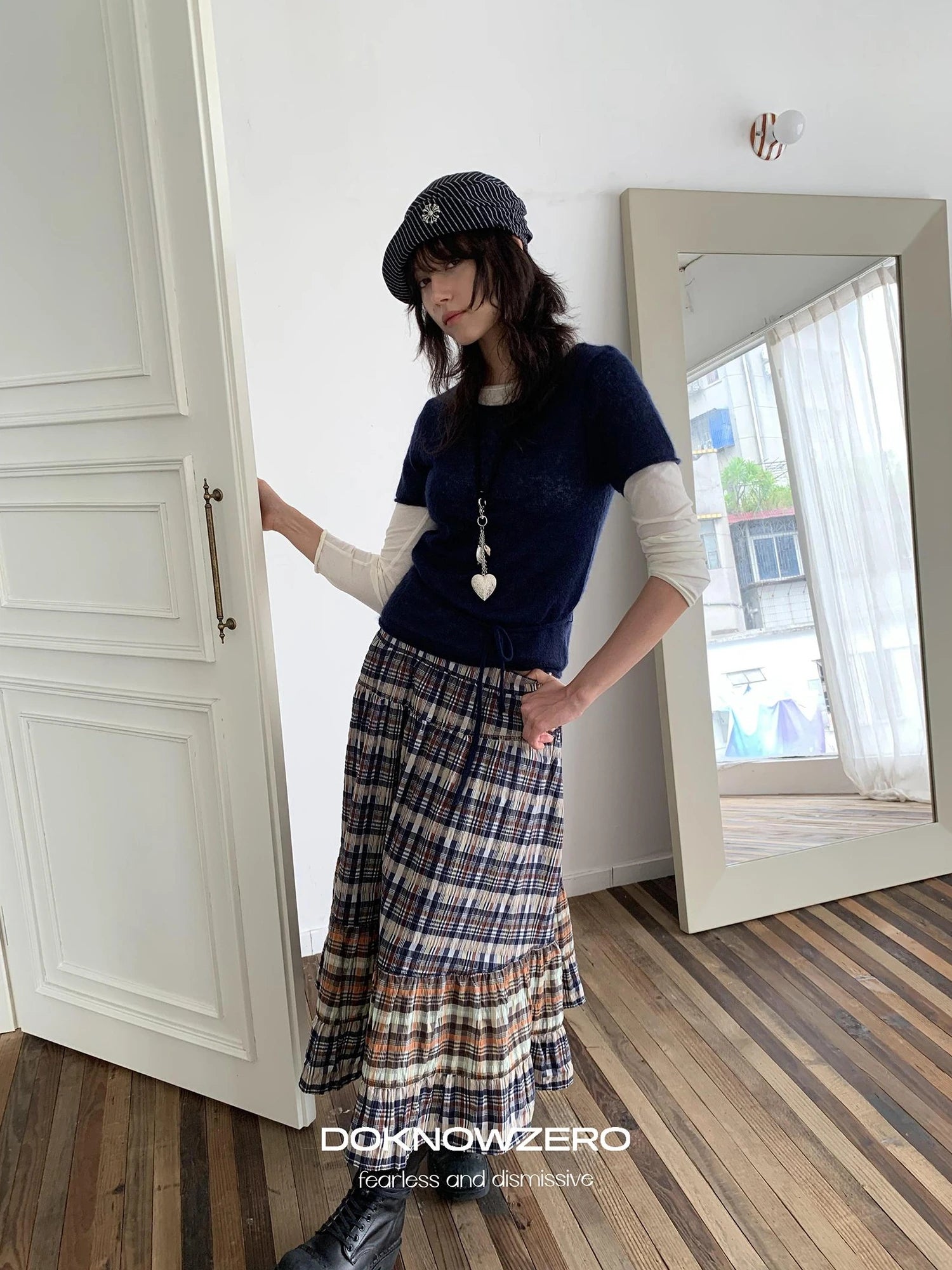DKZ OFFICIAL Wool Mohair Tie Front Knit Short Sleeve Top