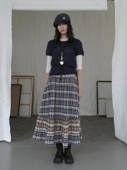 DKZ OFFICIAL Wool Mohair Tie Front Knit Short Sleeve Top