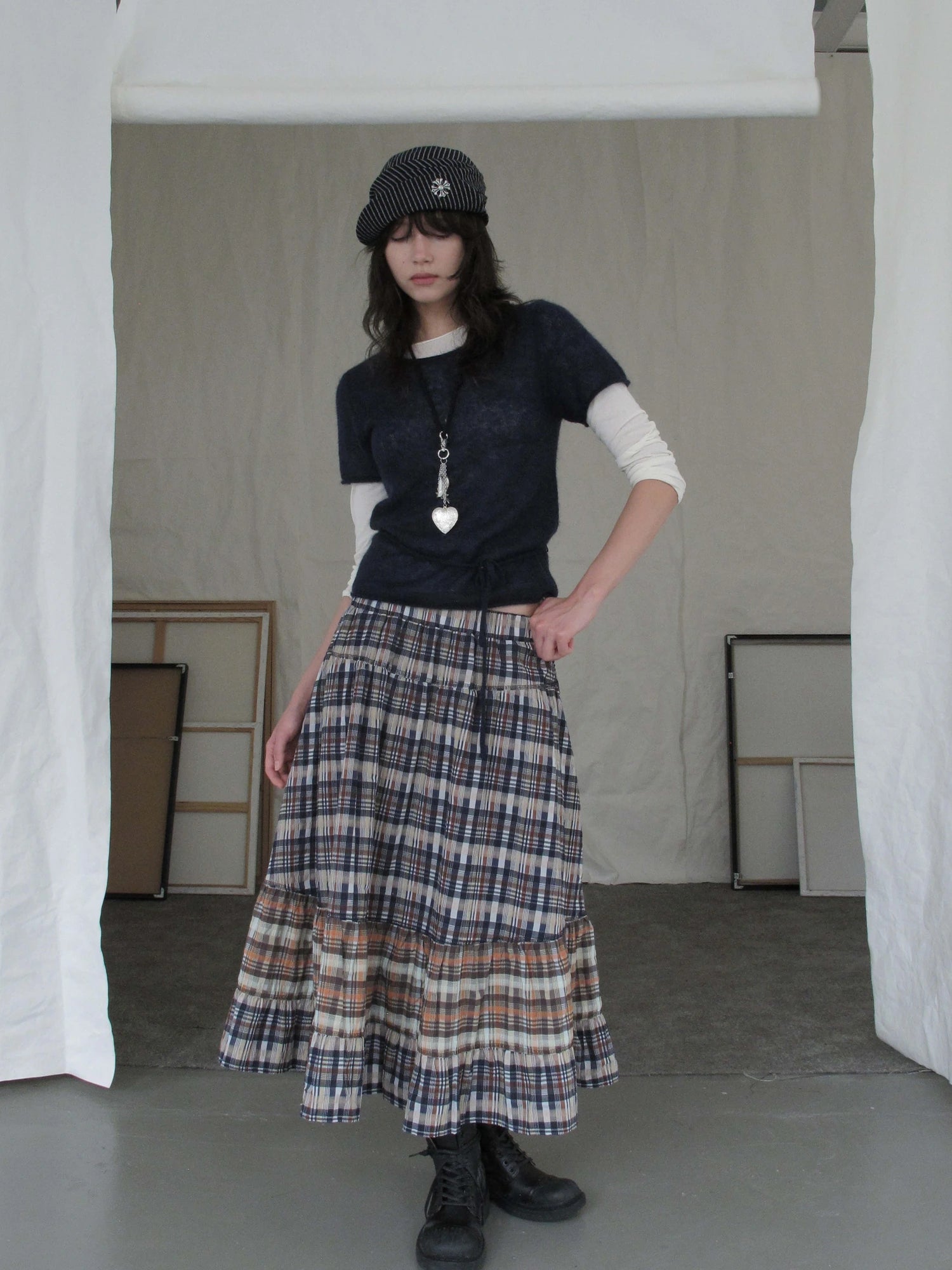 DKZ OFFICIAL Wool Mohair Tie Front Knit Short Sleeve Top