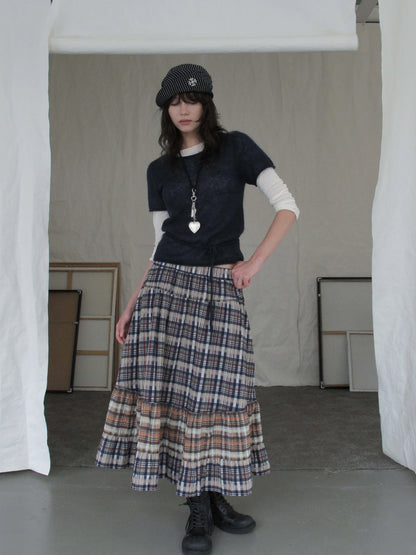 DKZ OFFICIAL Wool Mohair Tie Front Knit Short Sleeve Top