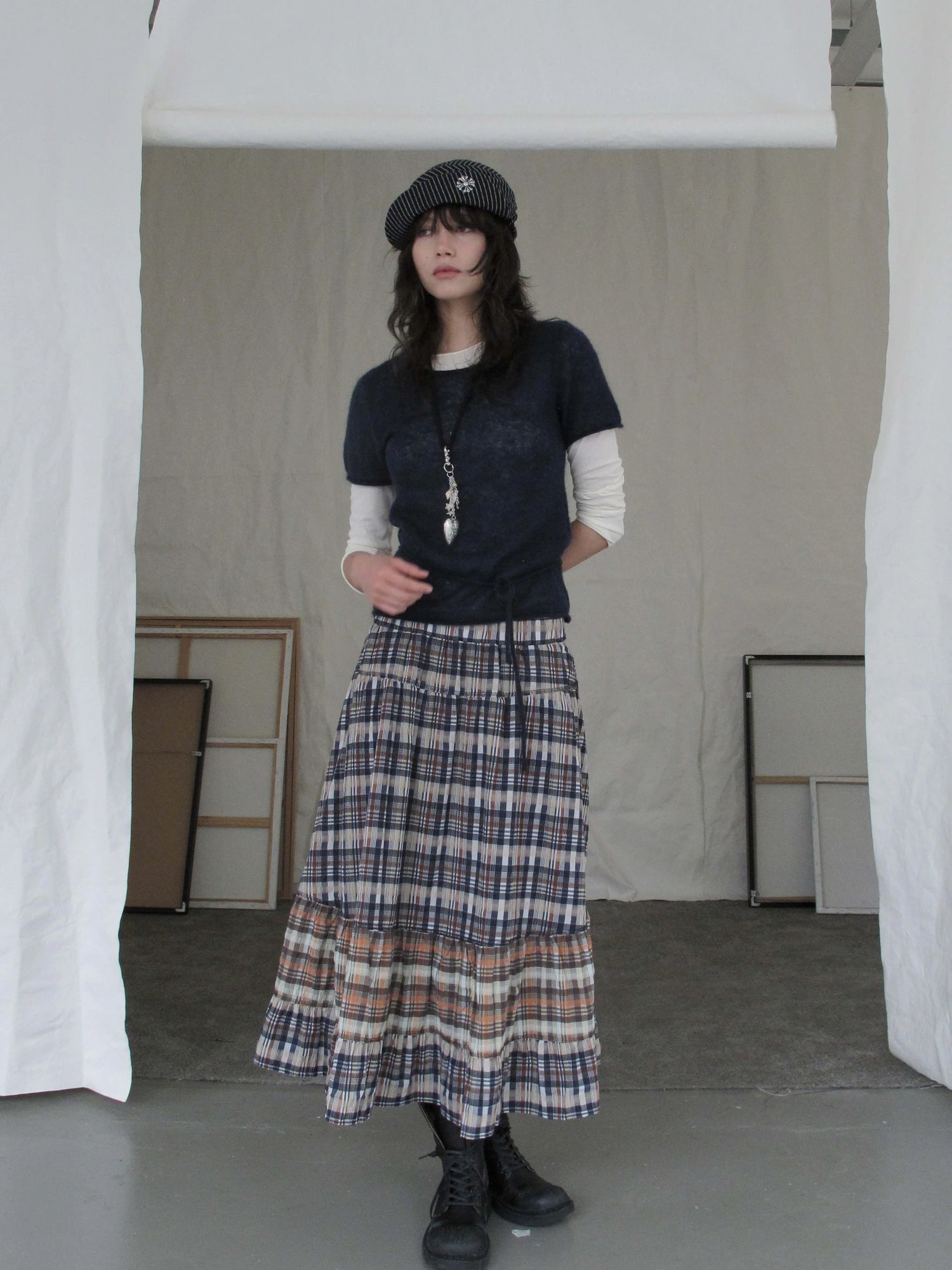 DKZ OFFICIAL Wool Mohair Tie Front Knit Short Sleeve Top