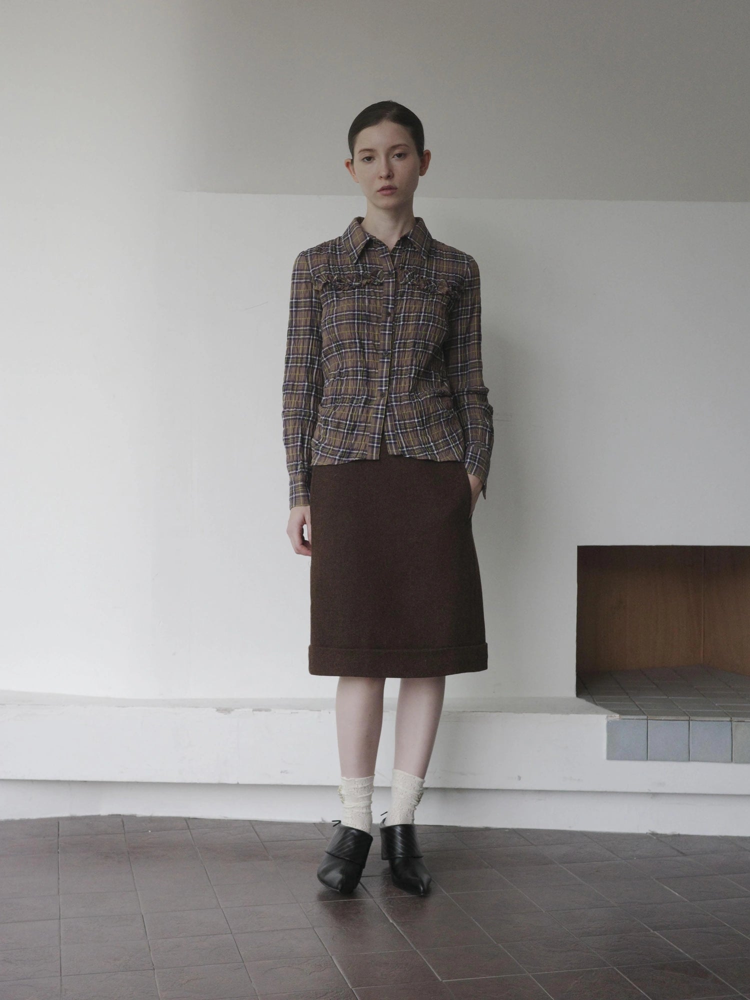 DKZ OFFICIAL Wool Straight Hemmed A Line Skirt