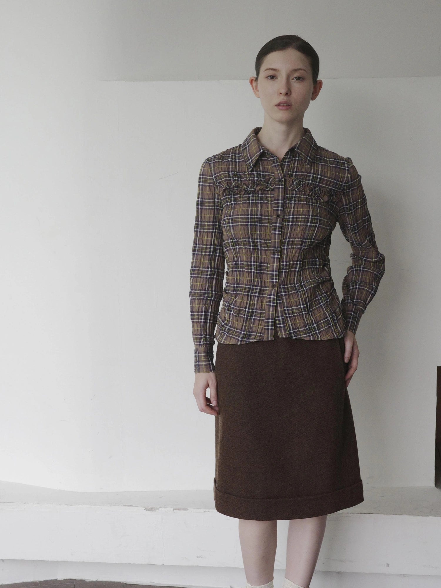 DKZ OFFICIAL Wool Straight Hemmed A Line Skirt