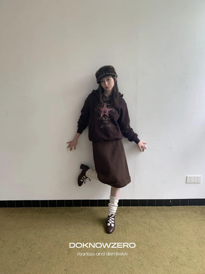 DKZ OFFICIAL Wool Straight Hemmed A Line Skirt