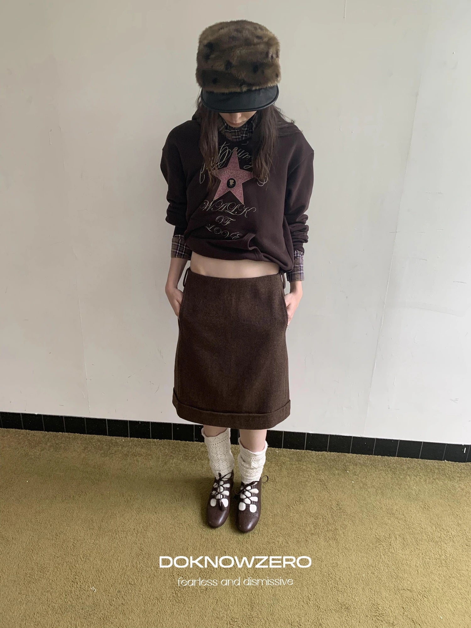 DKZ OFFICIAL Wool Straight Hemmed A Line Skirt