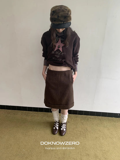 DKZ OFFICIAL Wool Straight Hemmed A Line Skirt