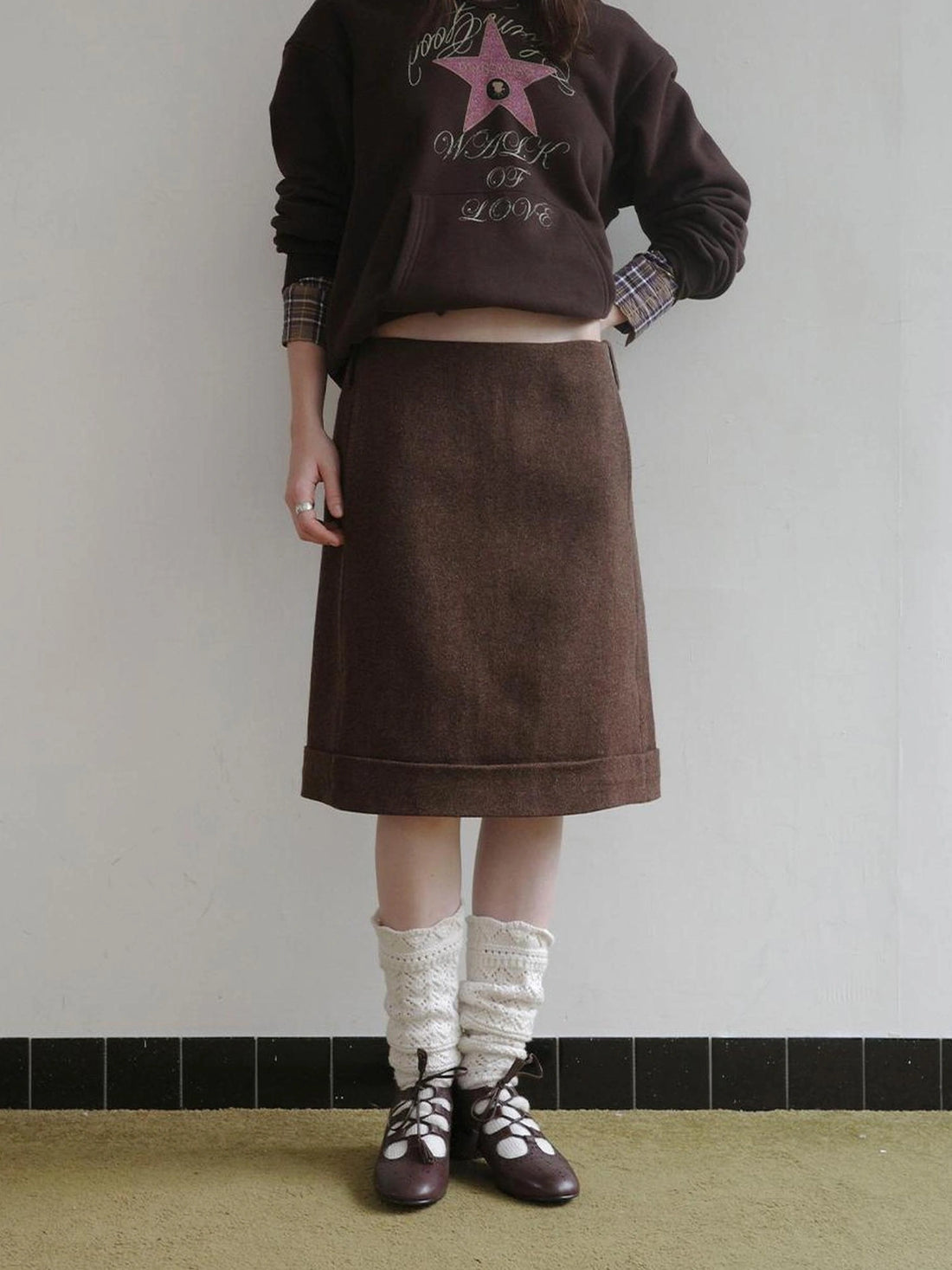 DKZ OFFICIAL Wool Straight Hemmed A Line Skirt