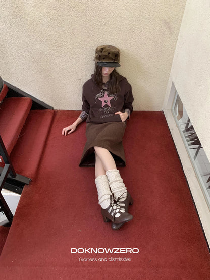 DKZ OFFICIAL Wool Straight Hemmed A Line Skirt