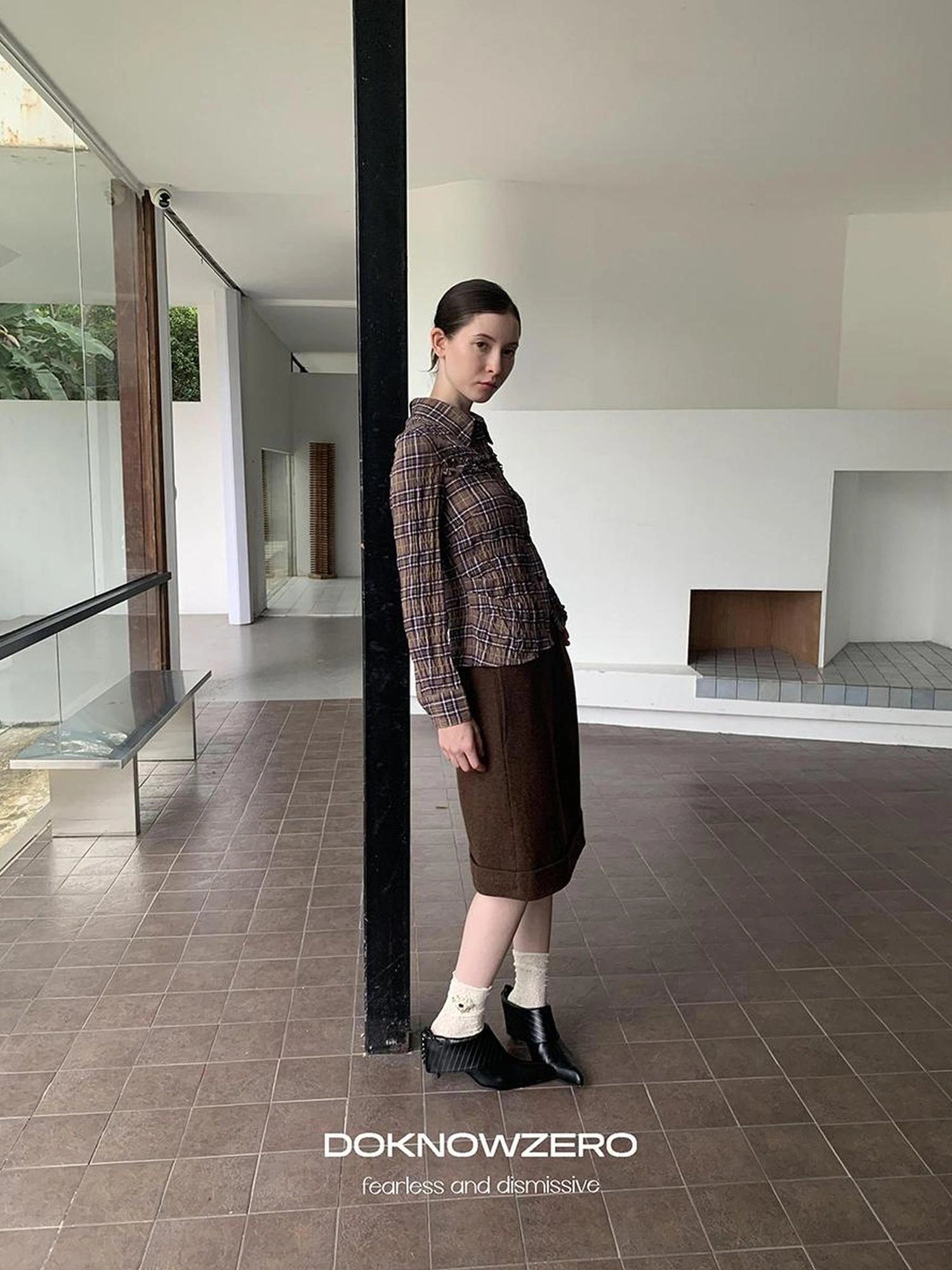 DKZ OFFICIAL Wool Straight Hemmed A Line Skirt