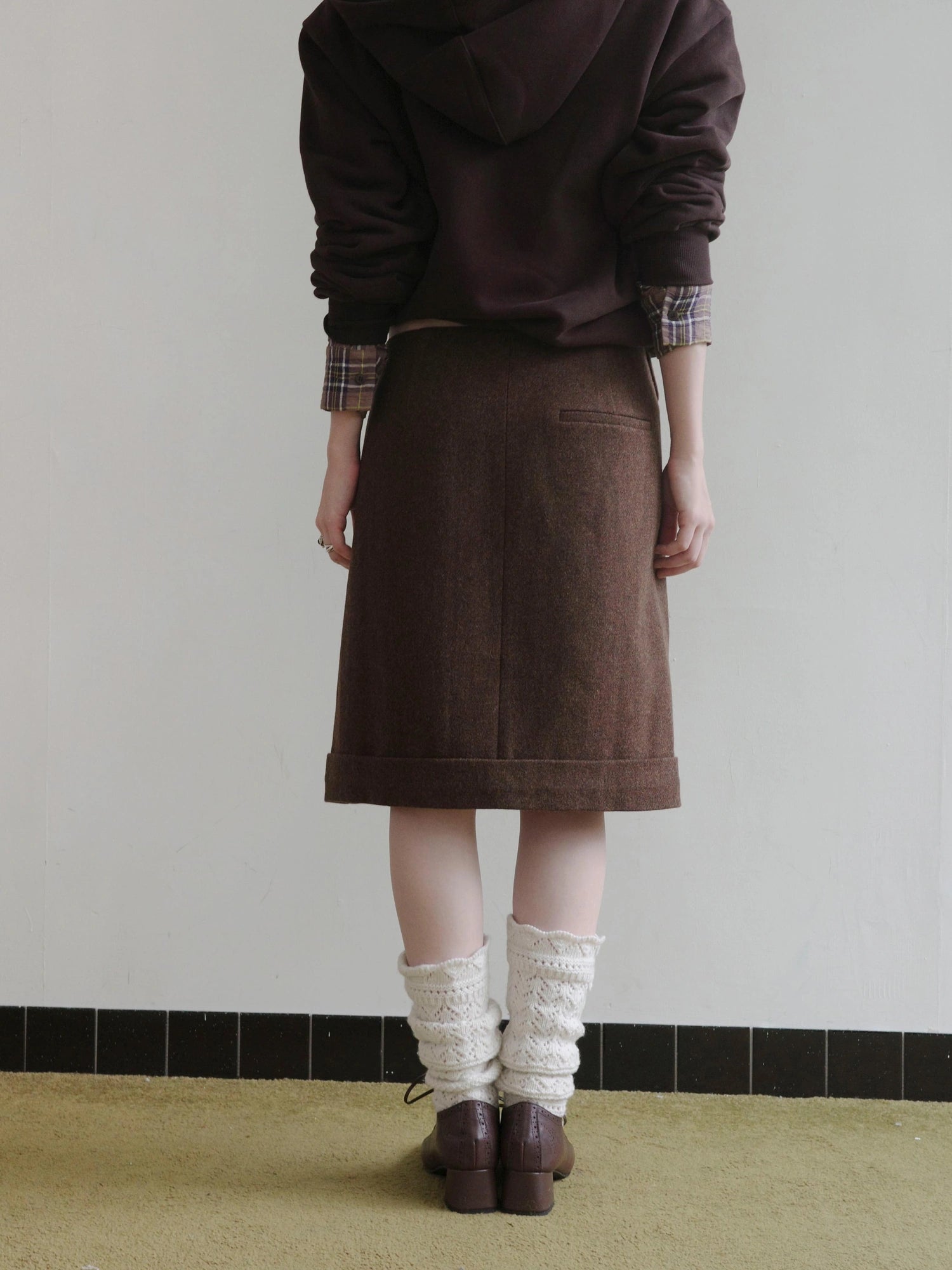 DKZ OFFICIAL Wool Straight Hemmed A Line Skirt
