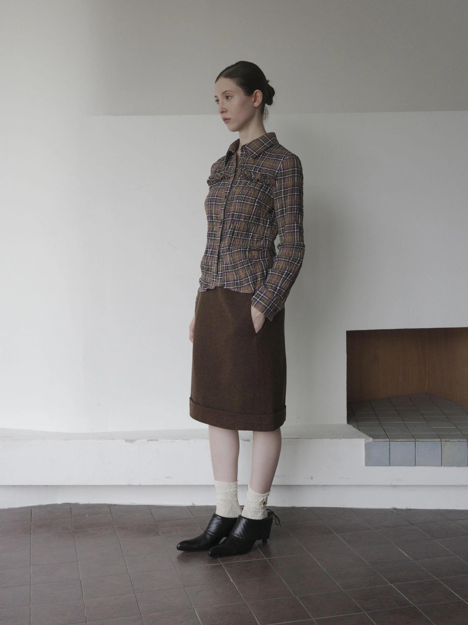 DKZ OFFICIAL Wool Straight Hemmed A Line Skirt
