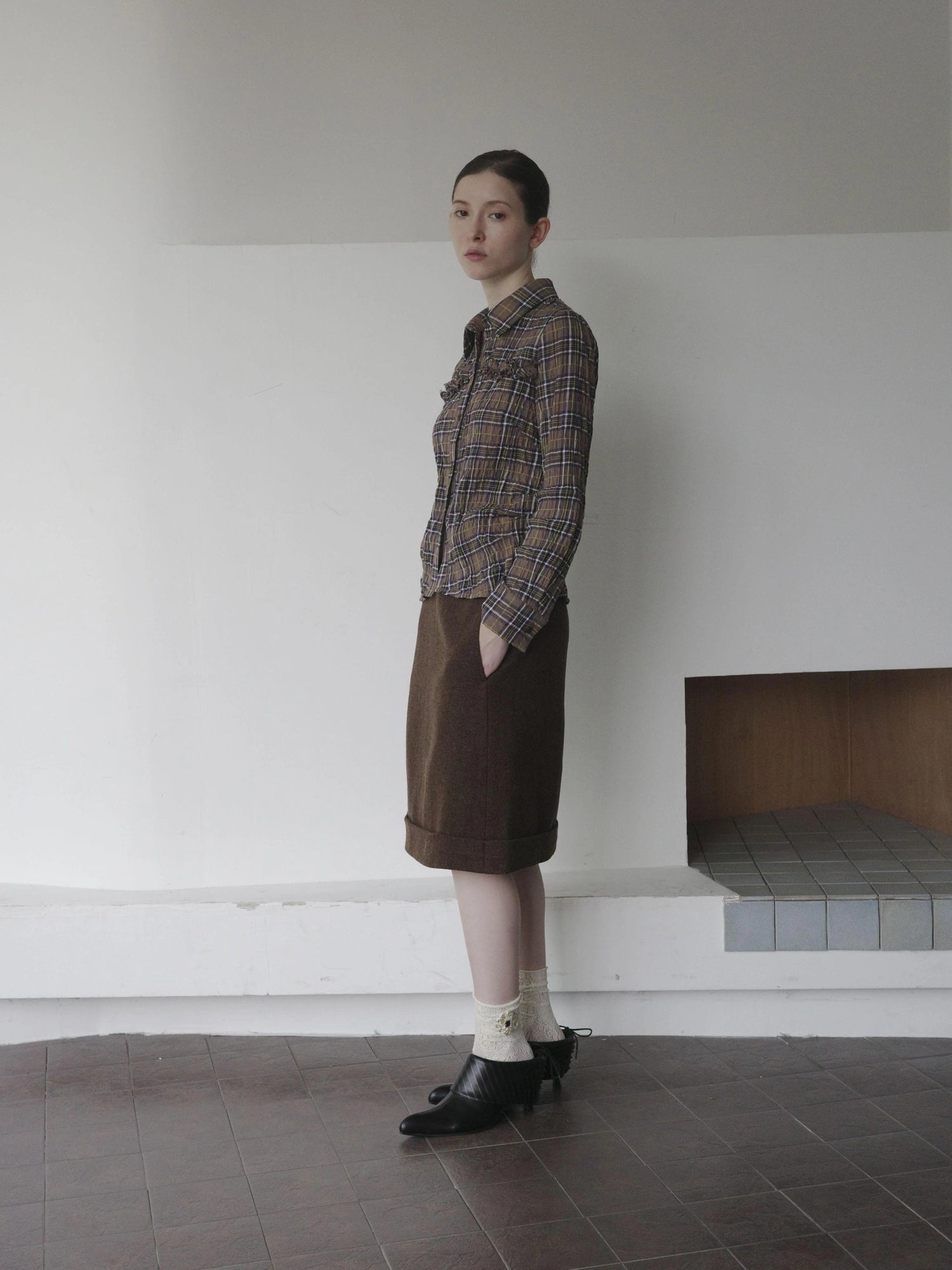 DKZ OFFICIAL Wool Straight Hemmed A Line Skirt