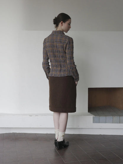 DKZ OFFICIAL Wool Straight Hemmed A Line Skirt