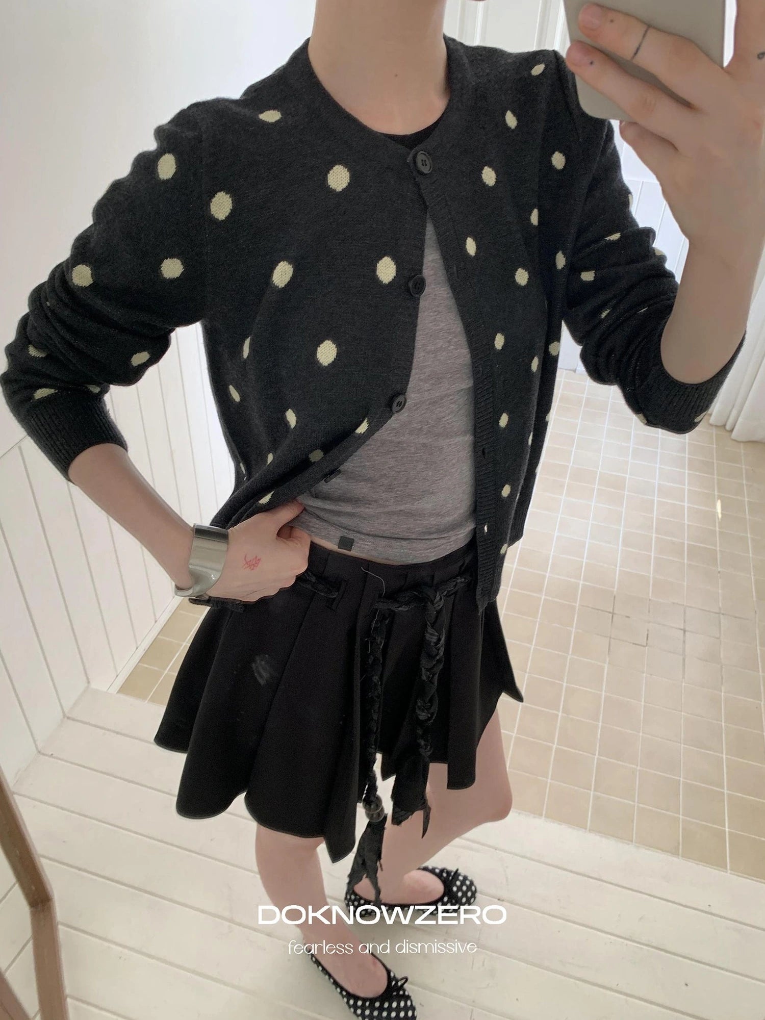 DKZ OFFICIAL Woven Belt Pleated A Line Skirt With Built In Shorts
