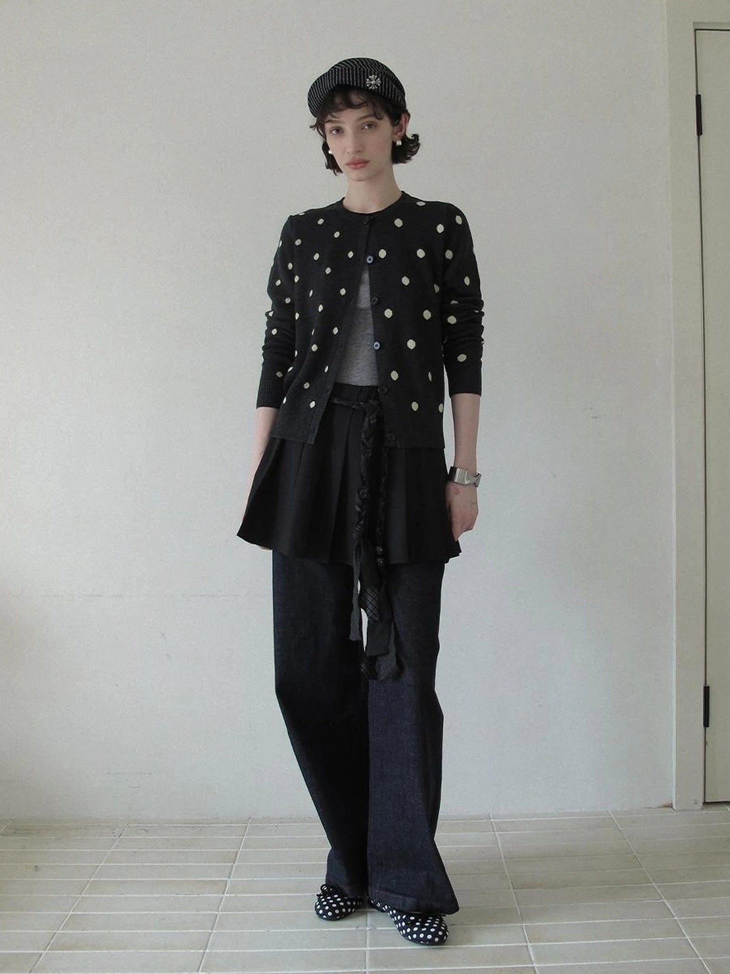 DKZ OFFICIAL Woven Belt Pleated A Line Skirt With Built In Shorts
