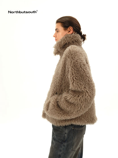 Dandelion Touch Micro Curl Stand Collar High Waist Women&