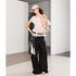 2th Desire Asymmetric Floral Ruffle Sleeveless Back Tie Slim Fit T Shirt