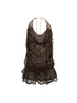 Flowers birds Market Y2K Sheer Mesh Slit Hollow Out Backless Halter Slip Dress