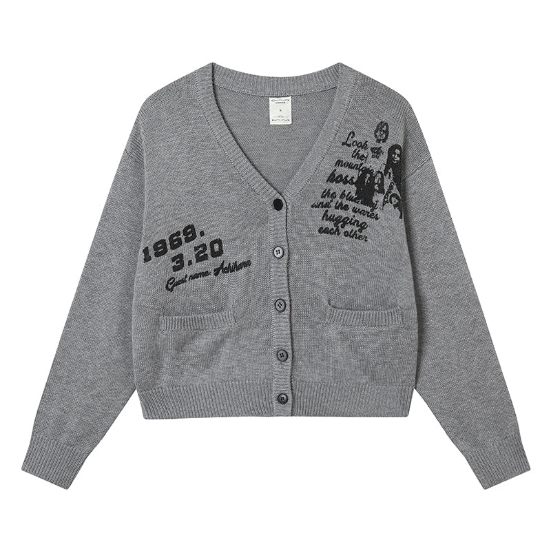 Achihara Vintage Love Knit Sweater With Lennon Ono Print