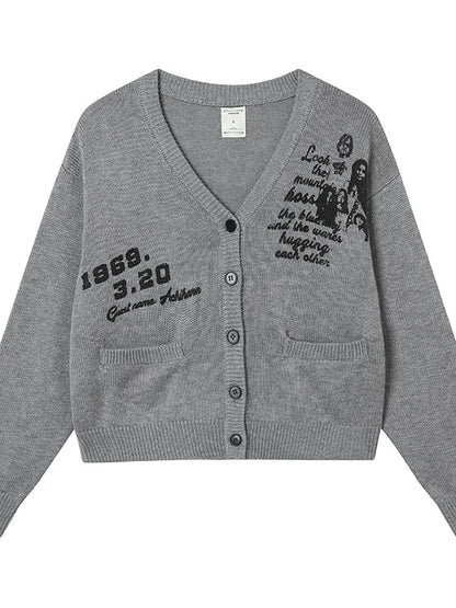 Vintage Love Knit Sweater With Lennon Ono Print