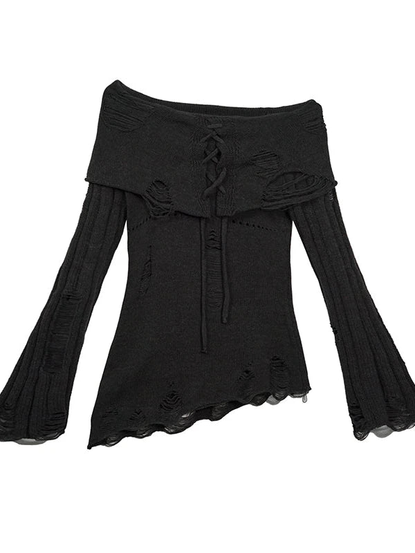 Smoke Rain Resistant Two Tone Distressed Turtleneck Sweater