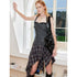 2th Desire Vintage Wash Punk Plaid Patchwork Halter V Neck Dress