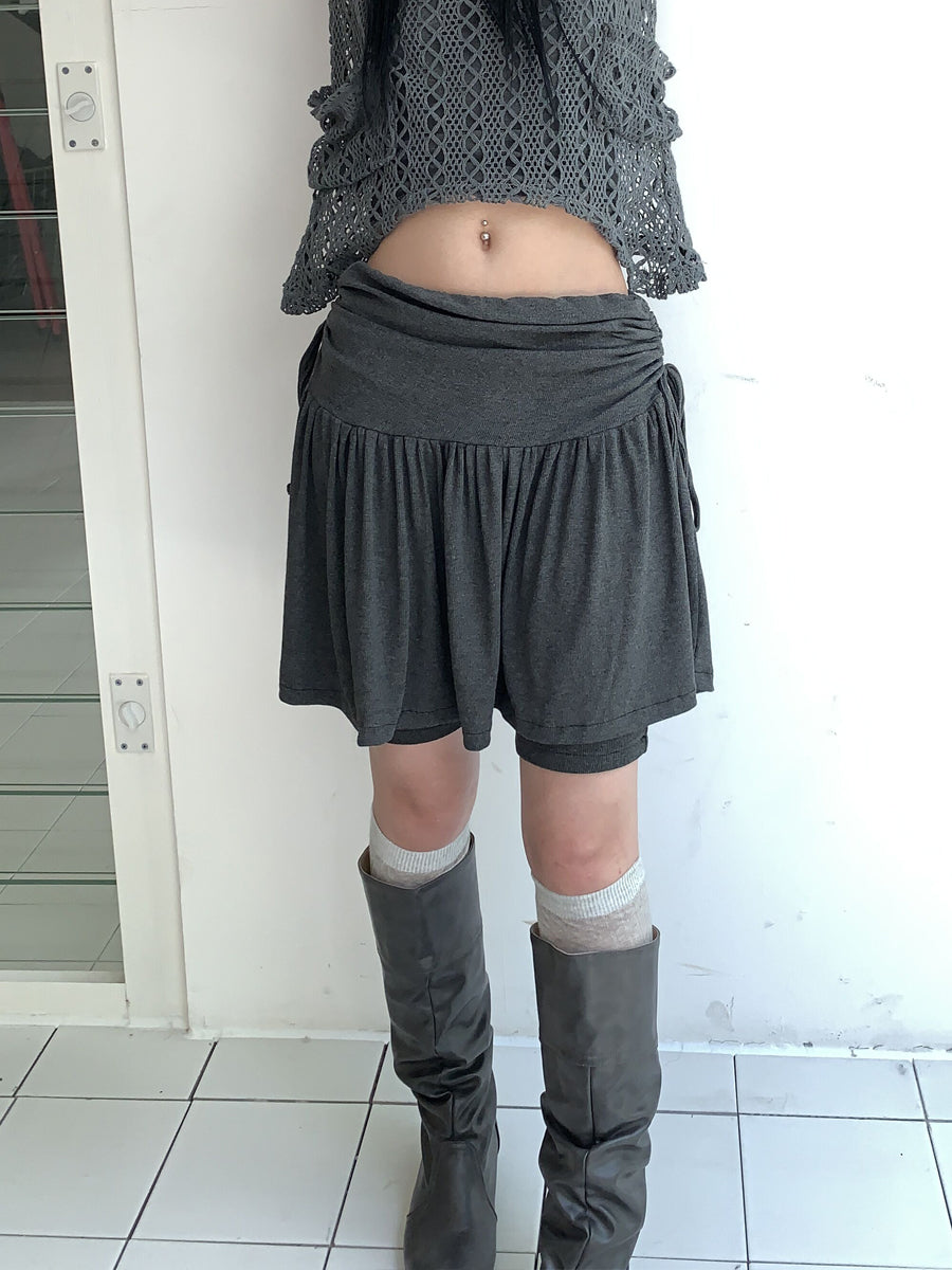 ang project Functional Sporty Layered Drawstring Waist Short Skirt
