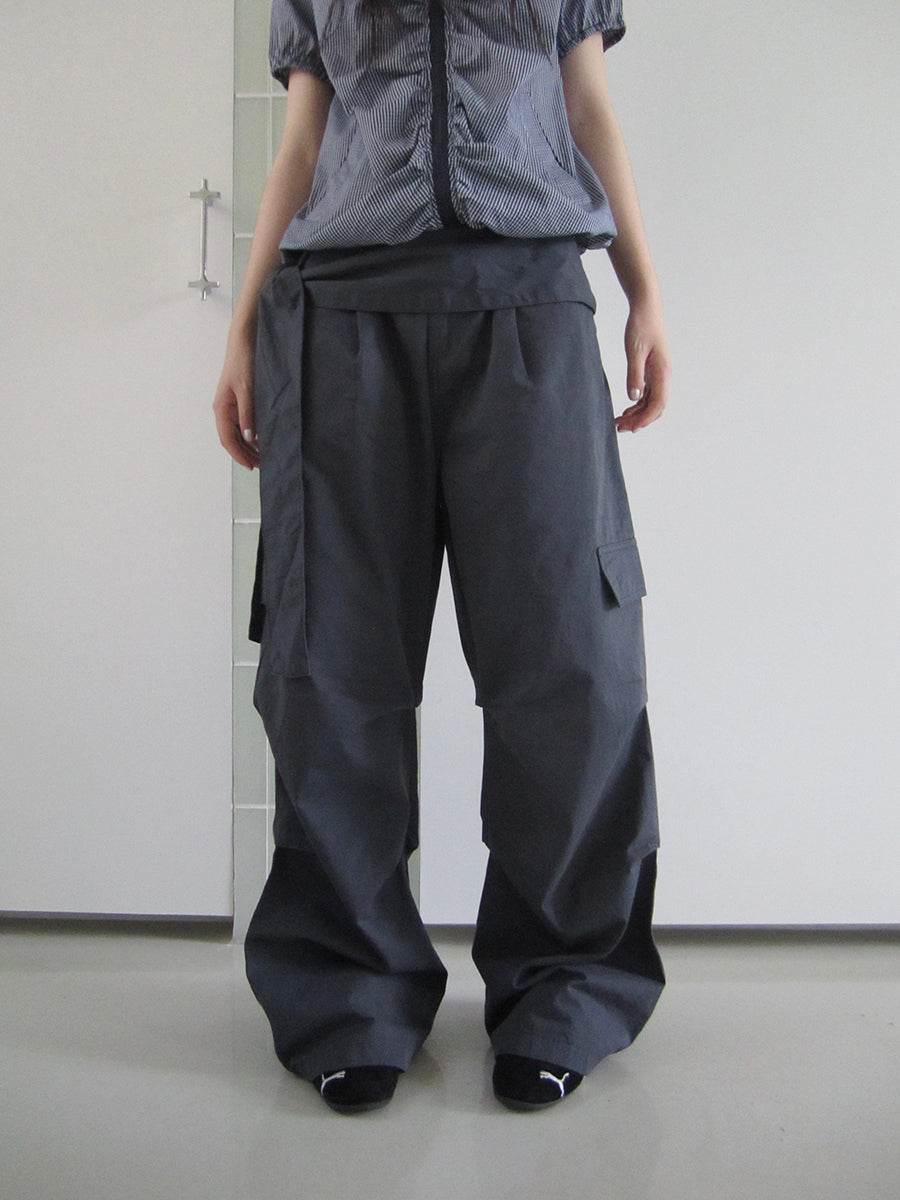 ang project Vintage Waist Tie Pleated High Waist Wide Leg Workwear Pants Set