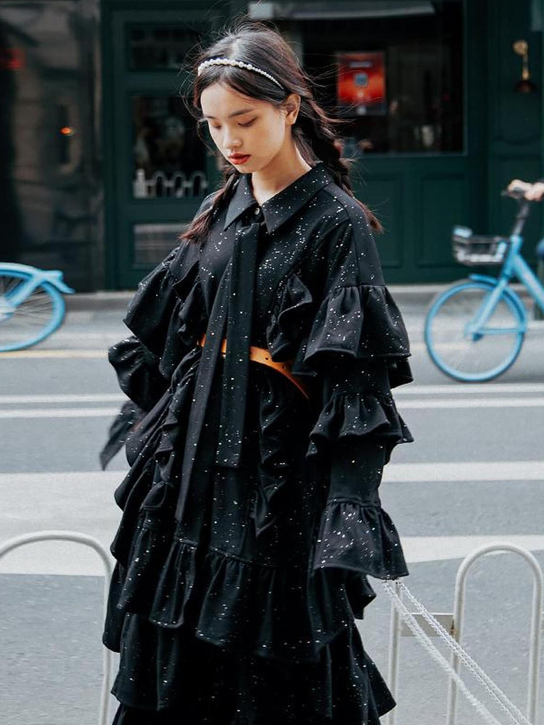 Sweet Mi Dark Lolita Witch Pleated Sequin Gown