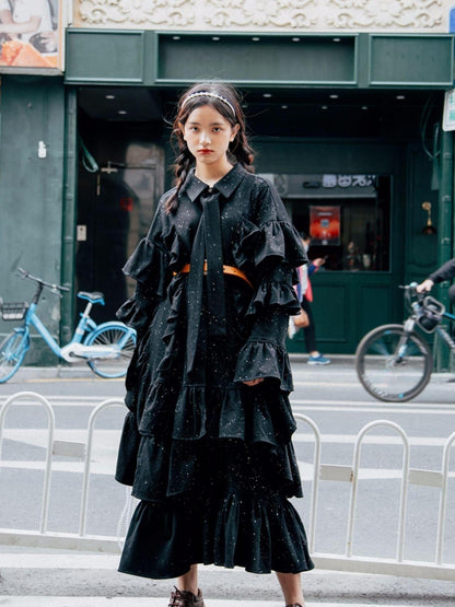 Sweet Mi Dark Lolita Witch Pleated Sequin Gown