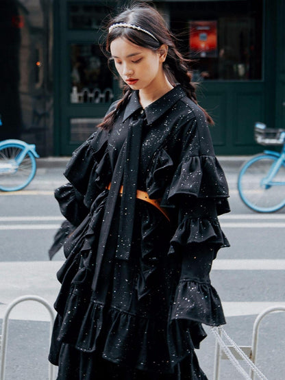 Sweet Mi Dark Lolita Witch Pleated Sequin Gown
