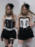 NO ROMANCE Dark Punk Lace Dot Corset Bustier Gothic Off Shoulder Top