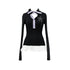 YOSHUYUKI Sea Star Studded Contrast Knit Top