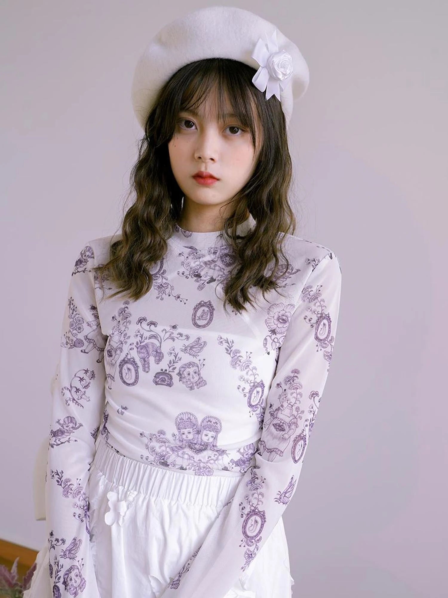 Absurd Garden Printed Sheer Long Sleeve Shirt