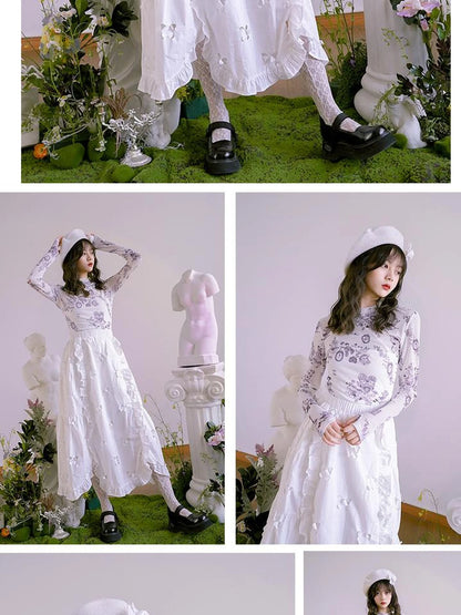 Absurd Garden Printed Sheer Long Sleeve Shirt