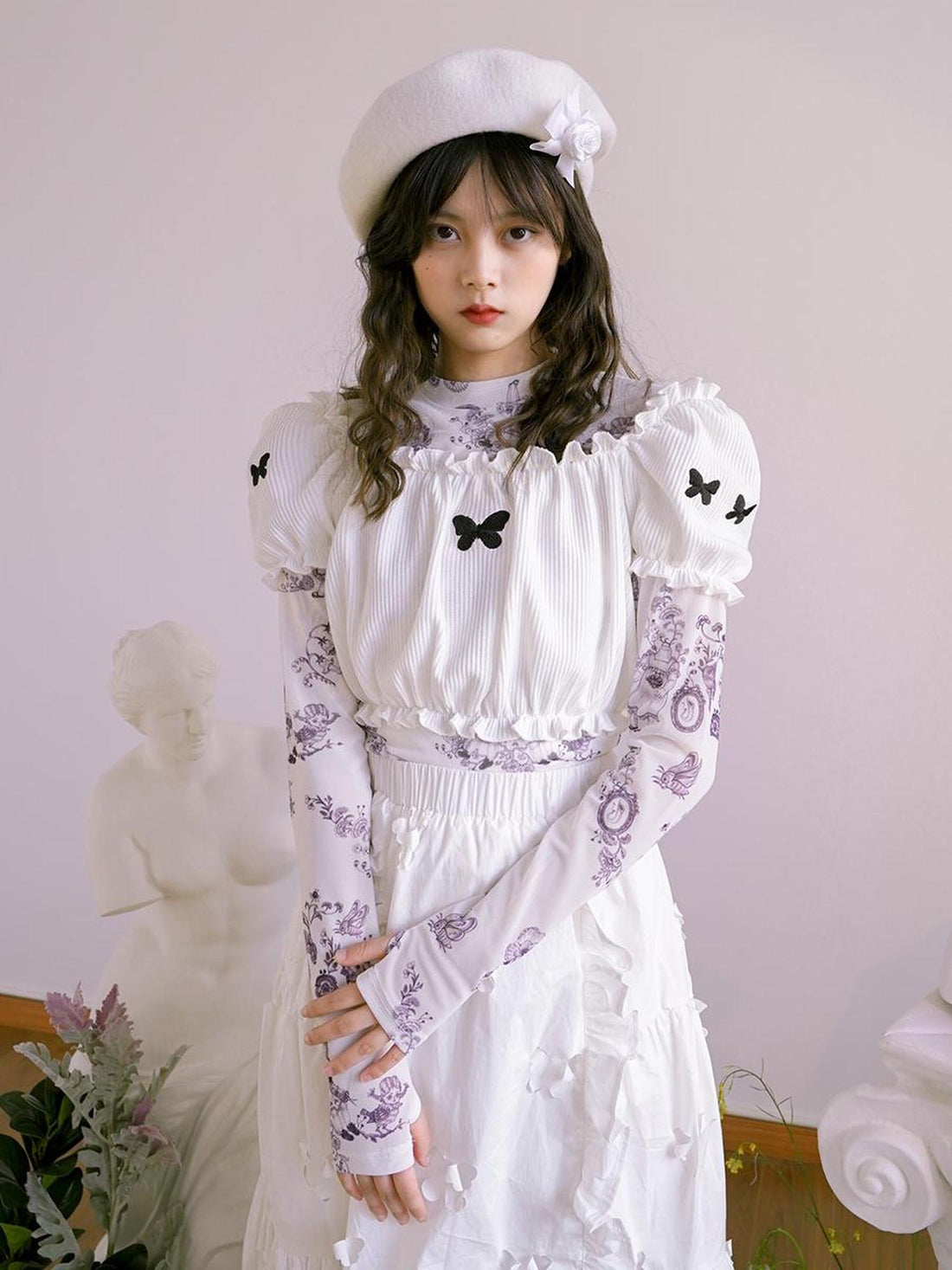 Daytoday Absurd Garden Printed Sheer Long Sleeve Shirt