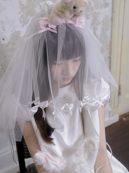 Daytoday Angel Heart Bunny Print A-Line Short Sleeve Dress
