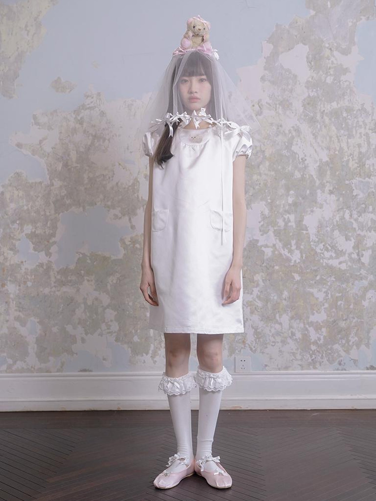Daytoday Angel Heart Bunny Print A-Line Short Sleeve Dress