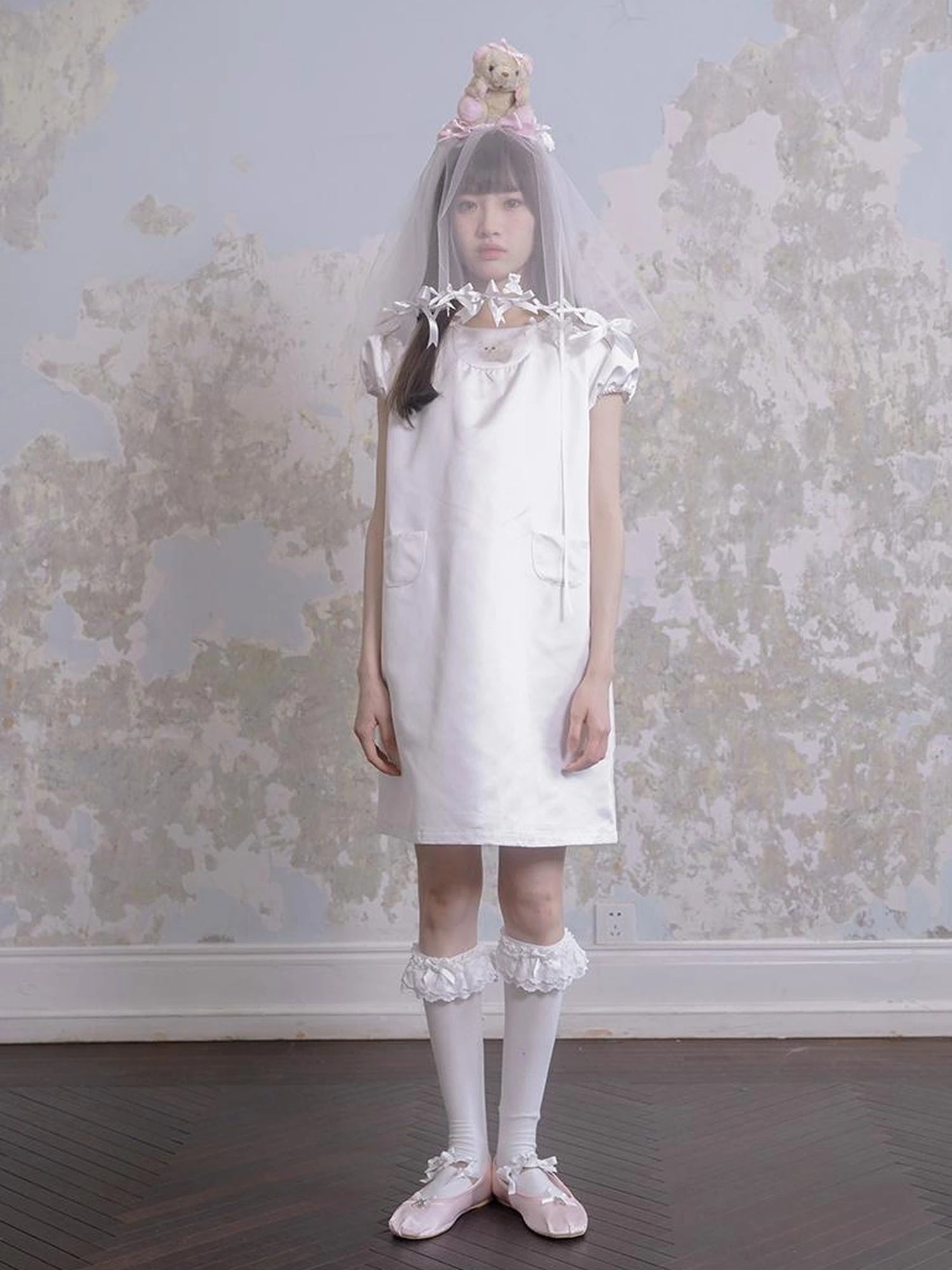 Angel Heart Bunny Print A-Line Short Sleeve Dress