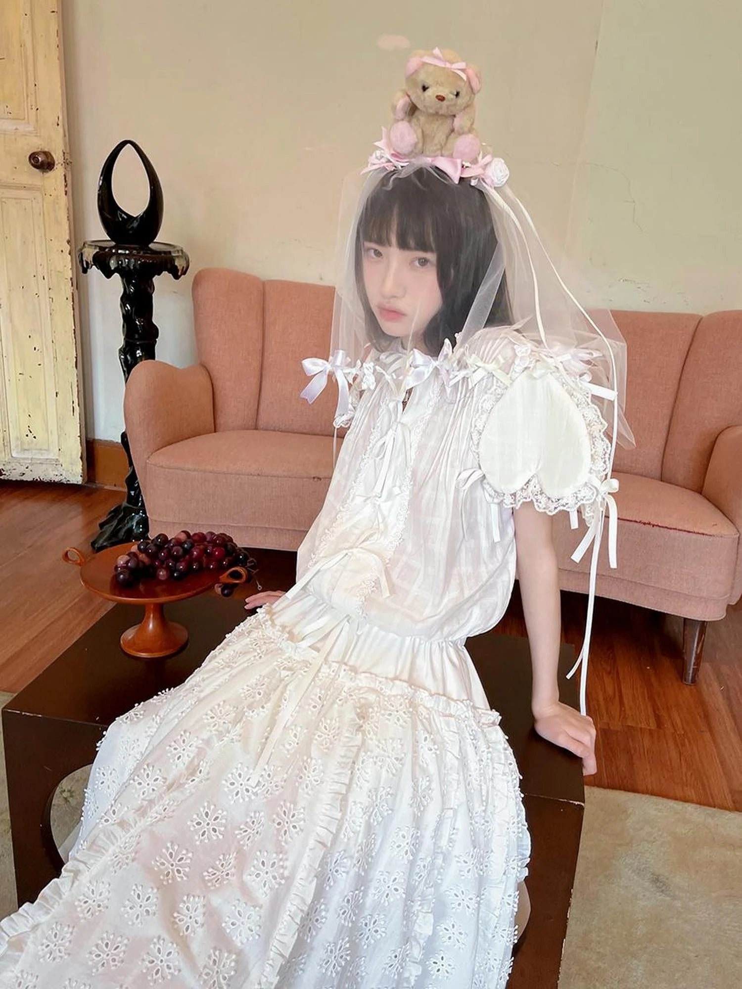 Angel Heart Petal 3D Jacquard Maxi Skirt