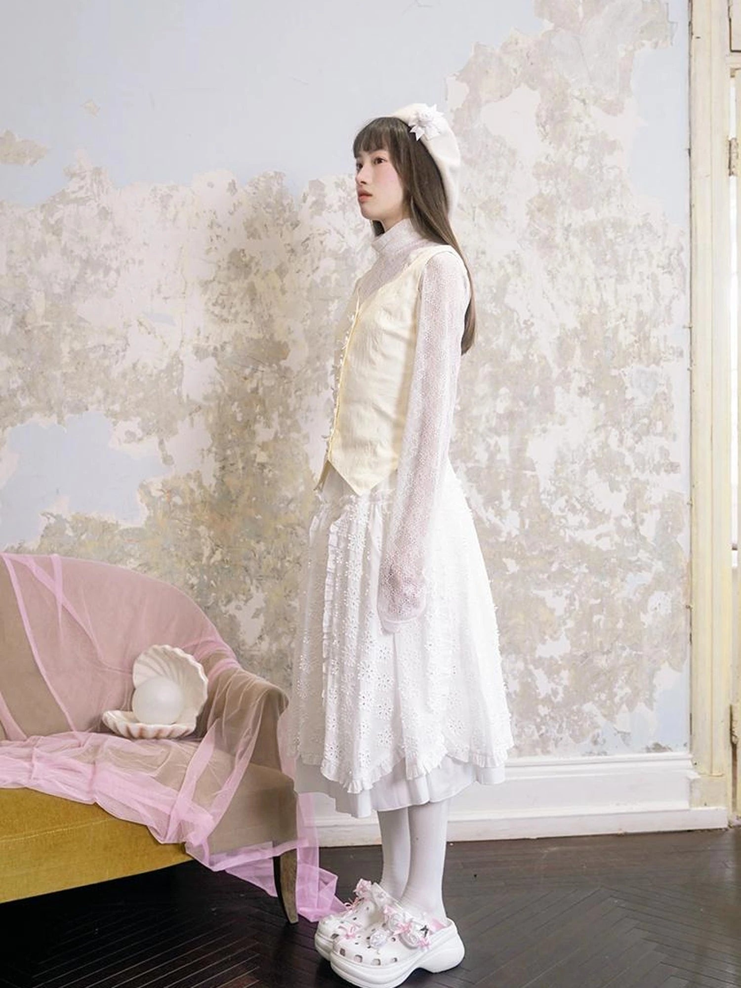 Angel Heart Petal 3D Jacquard Maxi Skirt