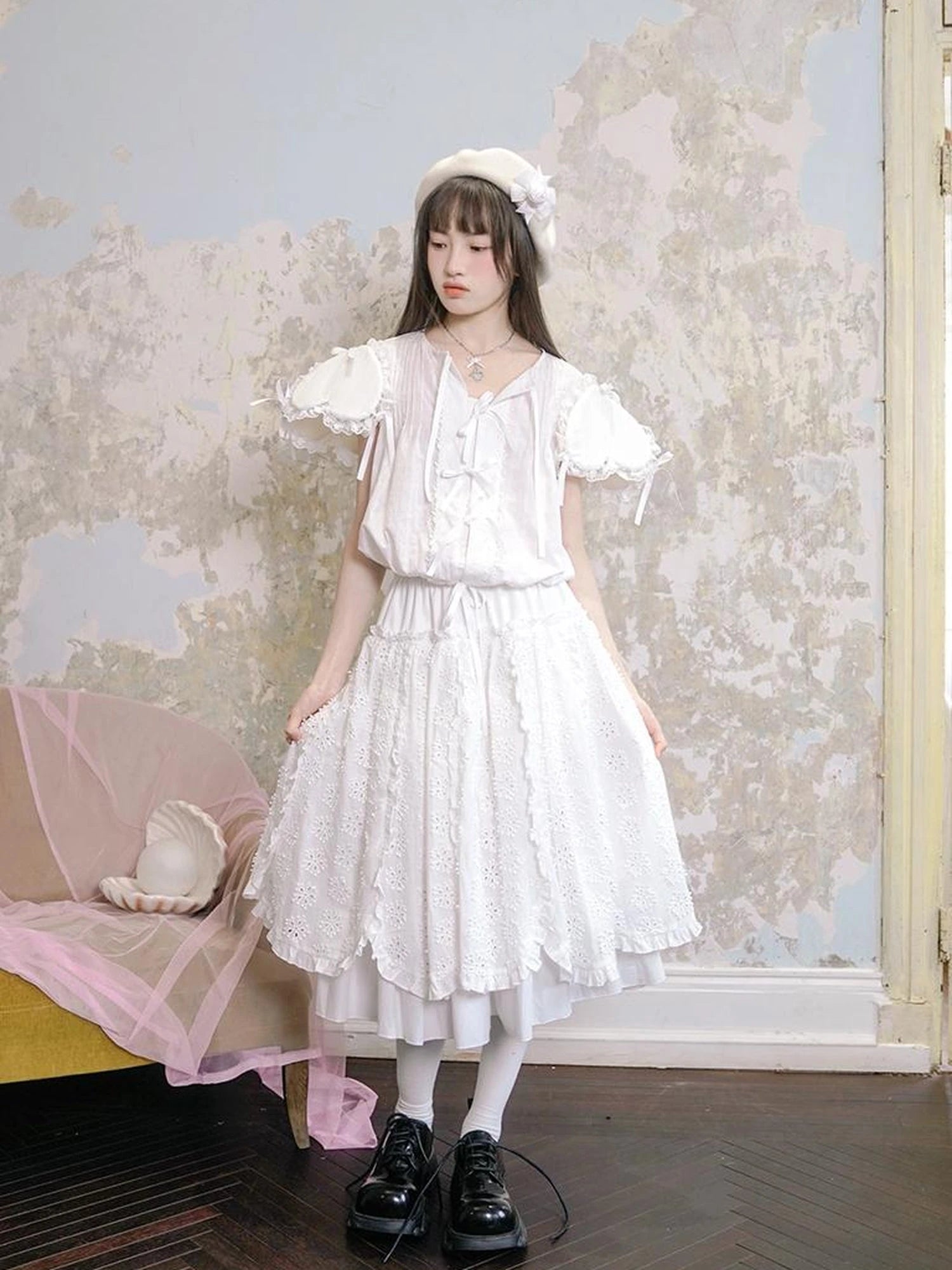 Angel Heart Petal 3D Jacquard Maxi Skirt